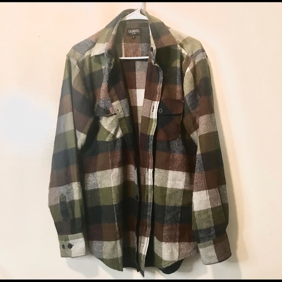 gioberti Other - Gioberti Long Sleeve Fuzzy Button Up Flannel Green Brown Blue Gray